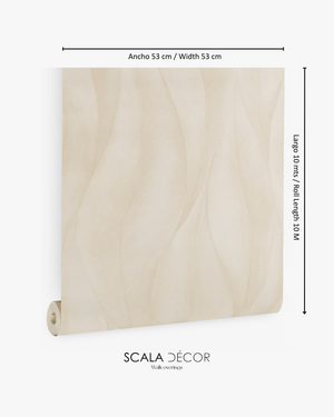 Papel de Colgadura Abstracto | Ivory Large Leaf Waves Wallpaper