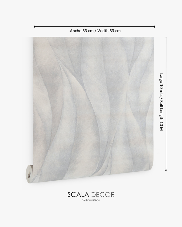 Papel de Colgadura Abstracto | Cool Grey Large Leaf Wallpaper