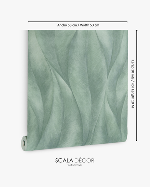 Papel de Colgadura Abstracto | Sage Green Large Leaf Wallpaper