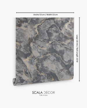 Papel de Colgadura Abstracto | Graphite & Soft Grey Marble Wallpaper