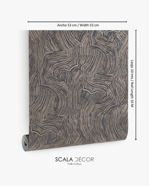 Papel de Colgadura Abstracto | Taupe Organic Wood Wallpaper