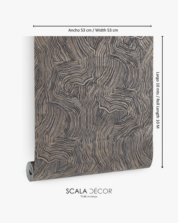 Papel de Colgadura Abstracto | Taupe Organic Wood Wallpaper