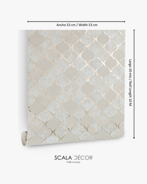 Papel de Colgadura Geométrico | Ivory Gold Moroccan Wallpaper