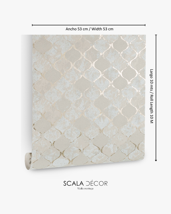 Papel de Colgadura Geométrico | Ivory Gold Moroccan Wallpaper
