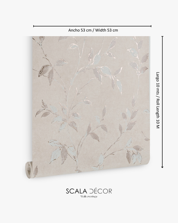Papel de Colgadura Floral | Blush Foil Leaf Wallpaper