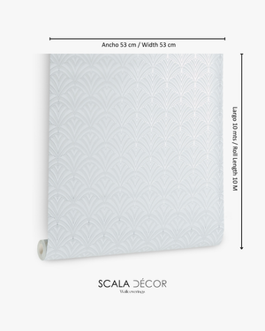 Papel de Colgadura Art Deco | Light Grey Fan Wallpaper