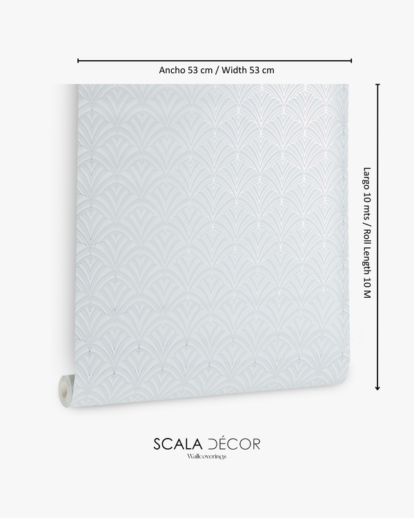 Papel de Colgadura Art Deco | Light Grey Fan Wallpaper