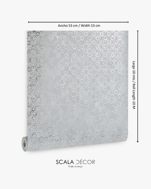 Papel de Colgadura Clásico | Silver Arabesque Foil Wallpaper
