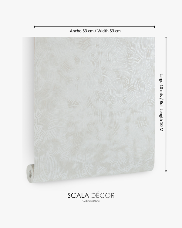 Papel de Colgadura Abstracto | Pearl White Organic Wood Wallpaper