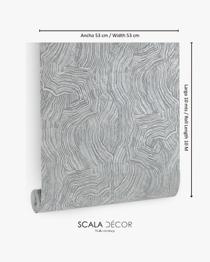 Papel de Colgadura Abstracto | Slate Grey Organic Wood Wallpaper