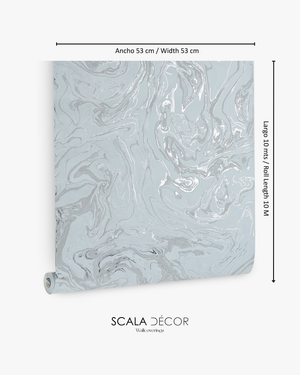 Papel de Colgadura Abstracto | Light Blue Marble Wallpaper