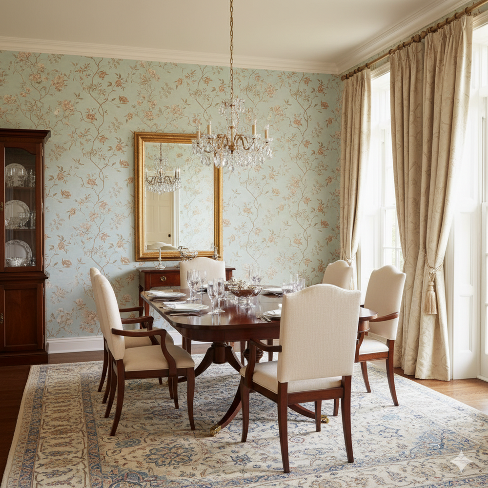 Papel de Colgadura Floral | Celeste Vintage Wallpaper