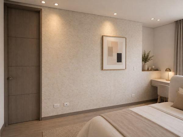 Papel de Colgadura Abstracto | Ivory Marble Veins Wallpaper