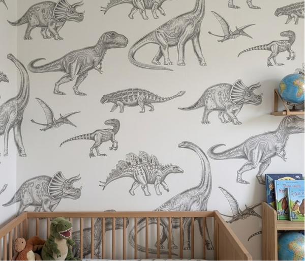 Papel de Colgadura Infantil de Dinosaurios | Dinosaur Sketch Wallpaper