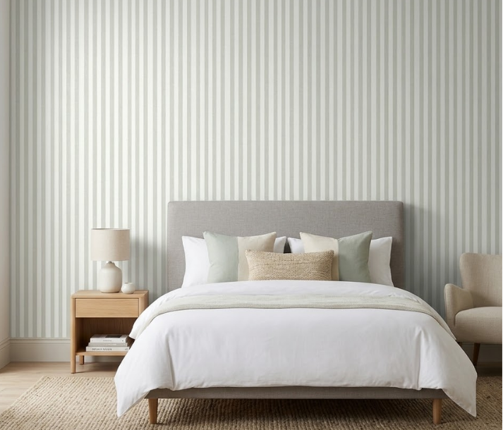 Papel de Colgadura de Rayas | Sage Green Stripes Wallpaper