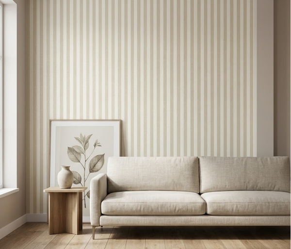 Papel de Colgadura de Rayas | Warm Taupe Stripes Wallpaper