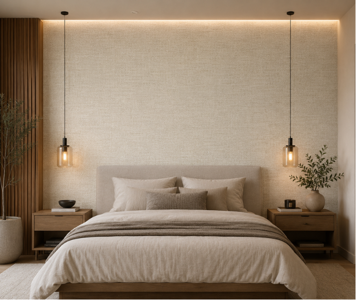 Papel de Colgadura Tipo Lino | Ivory Linen Wallpaper