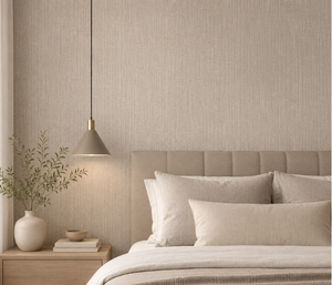 Papel de Colgadura Tipo Lino | Soft Greige Linen Wallpaper