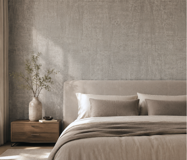 Papel de Colgadura Efecto Espatulado | Silver Grey Plaster Wallpaper