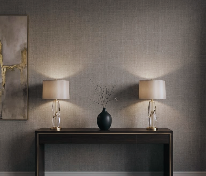 Papel de Colgadura Tipo Lino | Smoky Greige Linen Wallpaper
