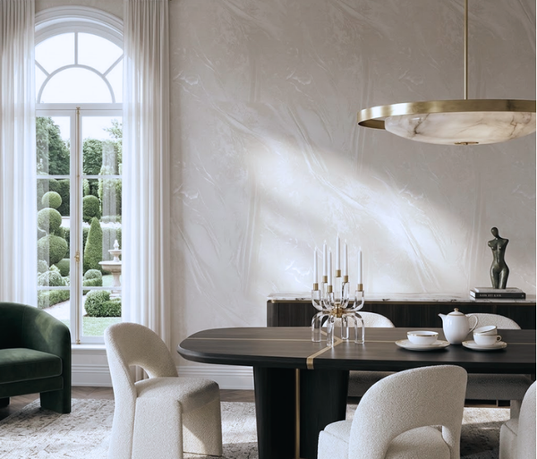 Papel de Colgadura Efecto Ónix | Ivory Onyx Flow Wallpaper