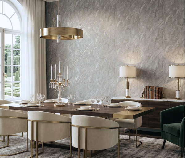 Papel de Colgadura Efecto Mármol | Silver Grey Marble Wallpaper