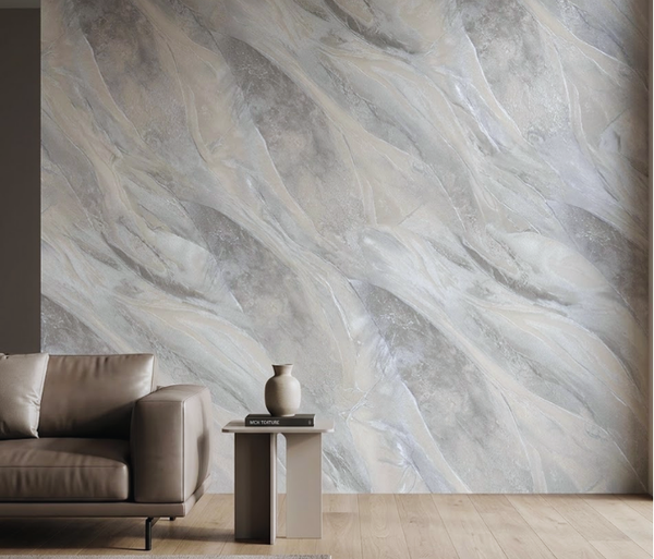 Papel de Colgadura Efecto Ónix | Silver Onyx Flow Wallpaper