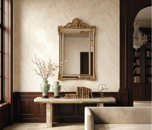 Papel de Colgadura Efecto Piedra | Ivory Mineral Wallpaper