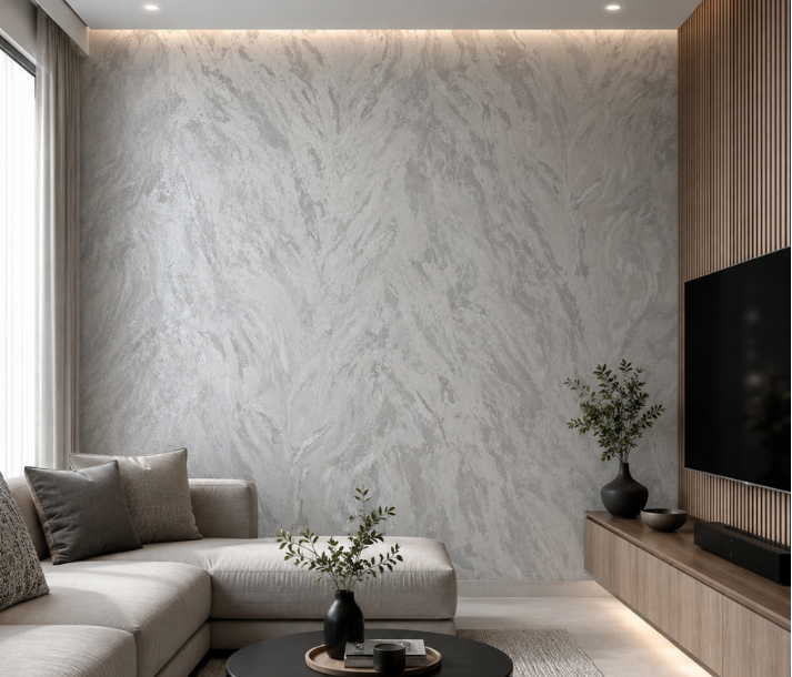 Papel de Colgadura Efecto Piedra | Silver Vein Mineral Wallpaper