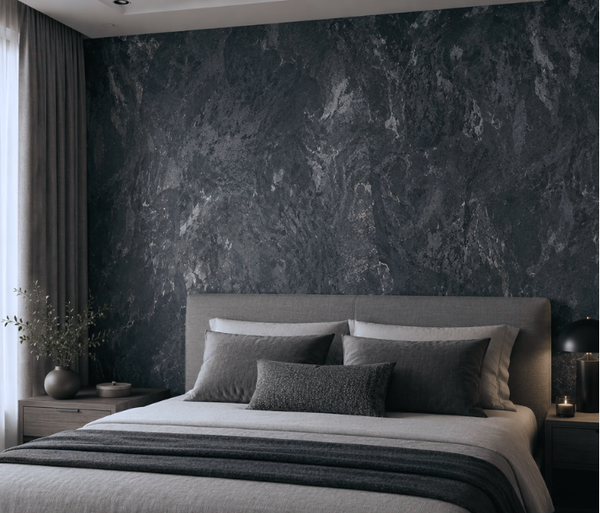 Papel de Colgadura Efecto Piedra | Black Gold Mineral Wallpaper