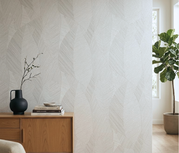 Papel de Colgadura Geométrico Tipo Espiga | Ivory Silver Herringbone Wallpaper