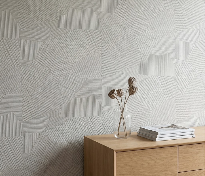 Papel de Colgadura Geométrico Facetado | Silver Facets Wallpaper