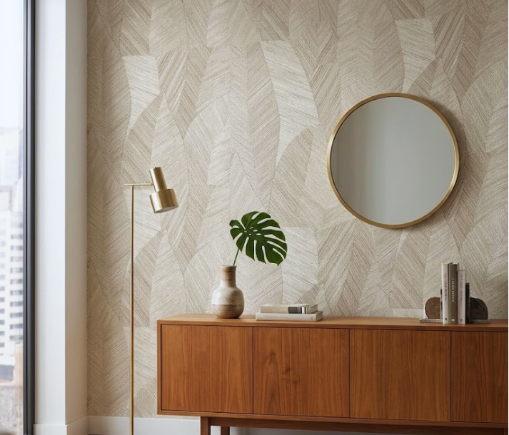 Papel de Colgadura Geométrico Tipo Espiga | Sand Taupe Herringbone Wallpaper