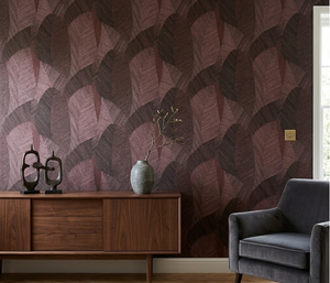 Papel de Colgadura Geométrico Tipo Espiga | Burgundy Copper Herringbone Wallpaper