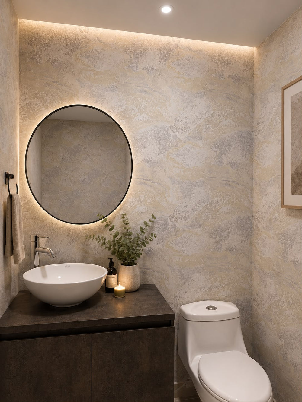 Papel de Colgadura Abstracto | Sand Beige Marble Wallpaper