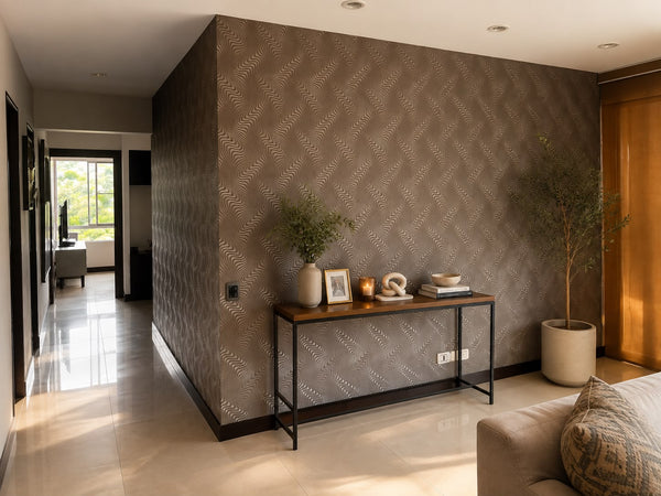 Papel de Colgadura Abstracto | Green Bronze Ripple Wallpaper