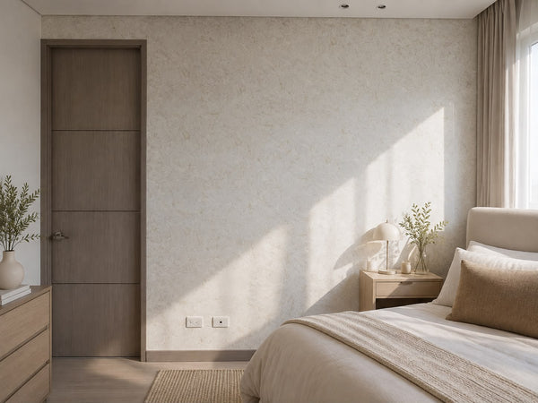 Papel de Colgadura Abstracto | Ivory Marble Veins Wallpaper