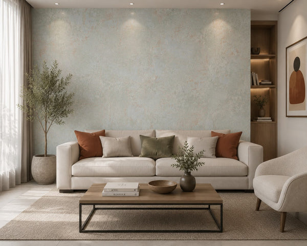 Papel de Colgadura Texturas | Sky Blue Mint Microcement Wallpaper