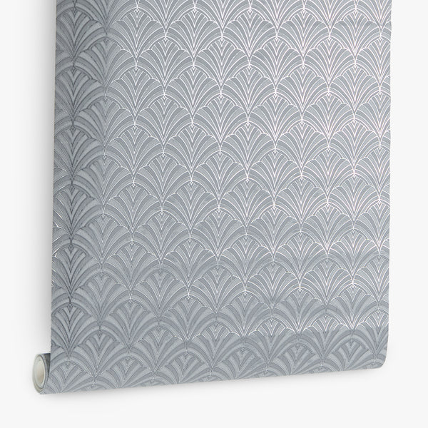 Papel de Colgadura Art Deco | Mid Grey Fan Wallpaper