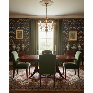 Papel de Colgadura Botánico | Navy Arts & Crafts Birds Wallpaper