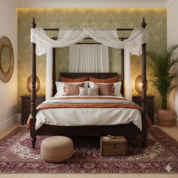 Papel de Colgadura Clásico | Pistachio Indian Elephants Wallpaper