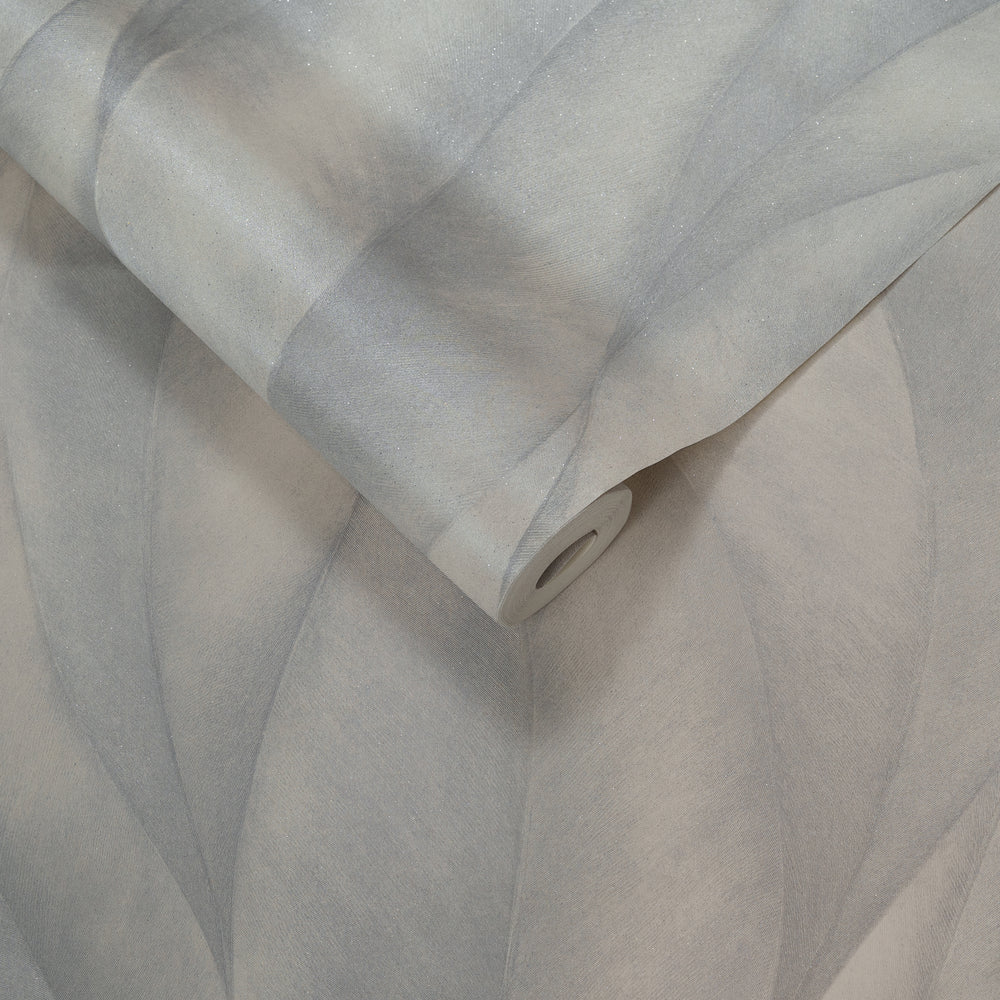Papel de Colgadura Abstracto | Cool Grey Large Leaf Wallpaper