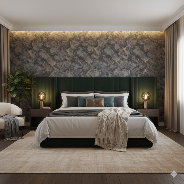 Papel de Colgadura Abstracto | Graphite & Soft Grey Marble Wallpaper