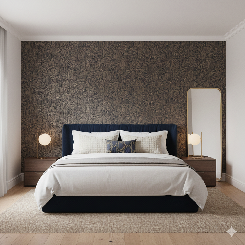 Papel de Colgadura Abstracto | Taupe Organic Wood Wallpaper