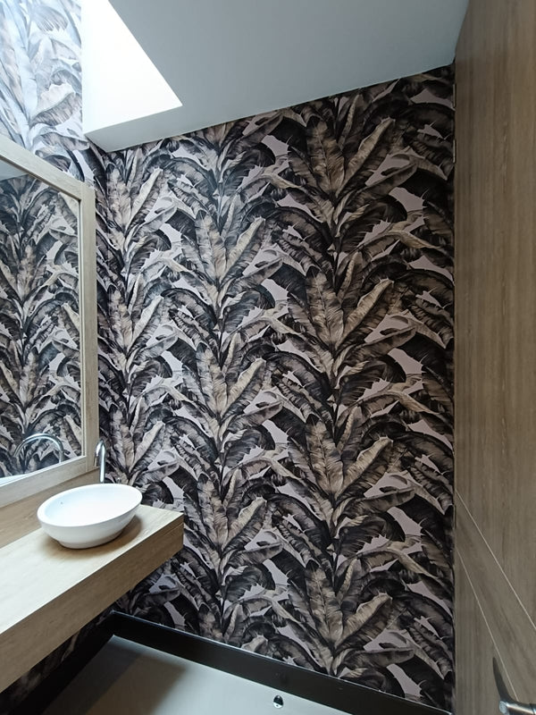 Papel de Colgadura Tropical | Sepia Banana Leaves Wallpaper