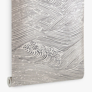 Papel de Colgadura Abstracto | Taupe Waves Wallpaper