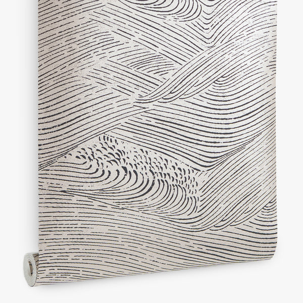 Papel de Colgadura Abstracto | Taupe Waves Wallpaper