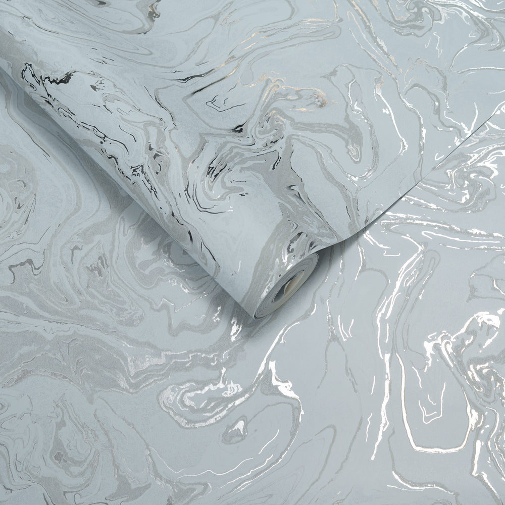 Papel de Colgadura Abstracto | Light Blue Marble Wallpaper