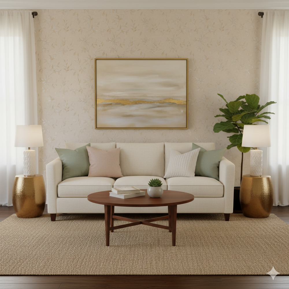 Papel de Colgadura Floral | Gold Foil Leaf Wallpaper