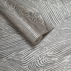 Papel de Colgadura Abstracto | Taupe Waves Wallpaper